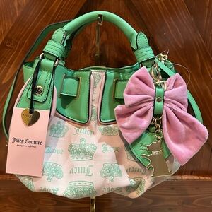 Juicy Couture Fan Club Crossbosy Retro Green and Pink Diamond